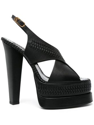 Roberto Cavalli braid-detailing platform sandals - women - Calf Leather/Calf Leather/Calf Leather - 41 - 05051 BLACK