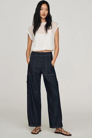 Maeve Painters Mid-Rise Tapered Jeans