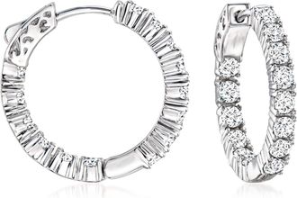 Ross-Simons CZ Inside-Outside Hoop Earrings in Sterling Silver