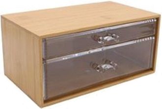 Trade Shop Trade Shop - Porta Gioielli Cosmetici Con 2 Cassetti Forme Diverse Organizer Legno 24.3x15.3x11cm 10831