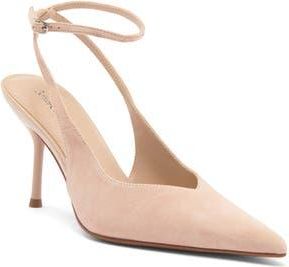 Jeffrey Campbell Executive Ankle Strap Pointed Toe Slingback Pump in Beige Suede at Nordstrom Rack, Size 8.5