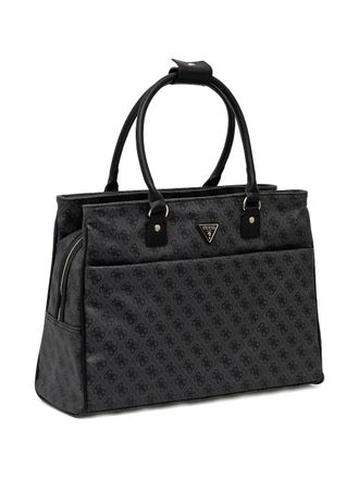 Guess Co logo-plaque tote bag - Black