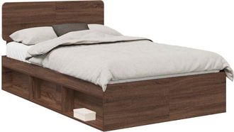 vidaXL Estructura De Cama Con Cabecera Roble Marr&oacute;n 120 X 200 Cm Vidaxl