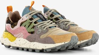 Flower Mountain Yamano 3 woman suede e nylon light mustard / grey / cipria