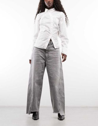 AllSaints jeans in denim a gamba larga grigio slavato