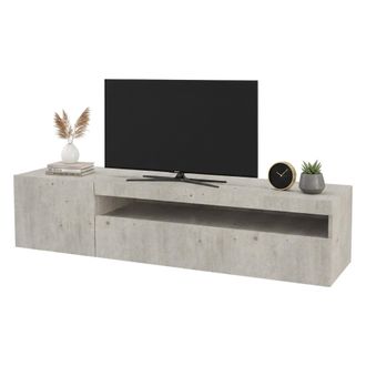 Dmora Dmora - Mueble De Televisi&oacute;n Dmangoni, Aparador Bajo Para Sal&oacute;n Con 2 Puertas, Base Soporte Tv, 100% Made In Italy, Cm 150x40h37, Cemento