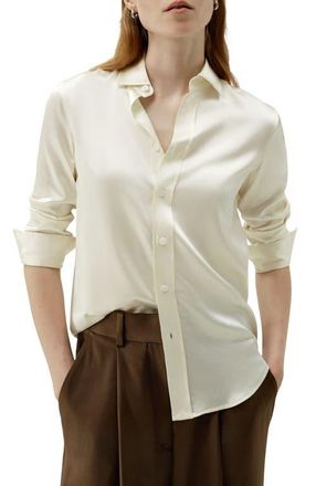 LilySilk Tailored Button Down Silk Shirt in Lily White at Nordstrom, Size 12