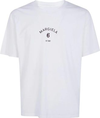 Maison Margiela Korte katoenen T-shirt met logo - Heren - T-shirts - Wit - L - Katoen - Tops