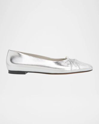 Vince Dany Ruched Leather Ballet Flats