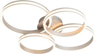 QAZQA Dise&ntilde;o Plaf&oacute;n De Acero Con Led Regulable En 3 Pasos 4 Luces - Navara Aluminio /pl&aacute;stico /acero Redonda Incluye Led Max. 4 X 60 Watt - Qazqa