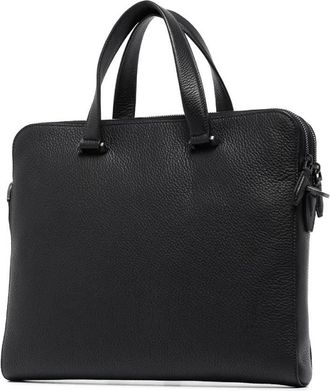 Ferragamo Black Logo-Plaque Leather Briefcase