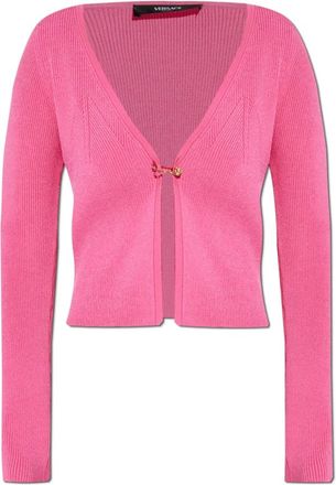 Versace Cardigan met veiligheidsspeldsluiting - Dames - Vesten - Roze - S - Polyester - Truien & Vesten