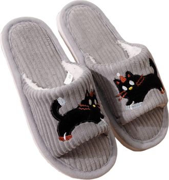 Generic Womens Cozy Indoor Cat Design Slippers Breathable Home Comfort Flat Shoes For Everyday Relaxation Womens Winter Men Fluffy Flip Flop Slipper Socks