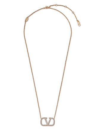 Valentino Garavani VLogo Signature embellished necklace - Gold