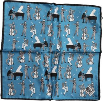 Dolce & Gabbana Luxe Zijden Jazz Club Foulard Sjaal - Heren - Zijden sjaals - Blauw - ONE Size - Accessoires