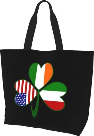 AOOEDM Italian Irish American Shamrock Ladies Canvas Tote Reusable Shopping Bag