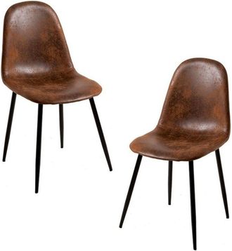 Regalos Miguel Regalos Miguel - Packs Sillas Comedor - Pack 2 Sillas Black Teok Polipiel - Marrón Vintage