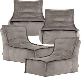 Icon Brand Dolce Large Beanbag Lounger, Velvet (4-Pack) in Charcoal