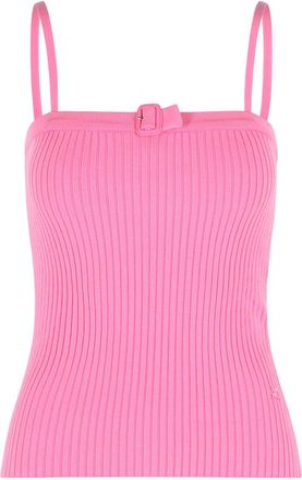 Courr&egrave;ges Buckle Tank Top In Pink Viscose Blend