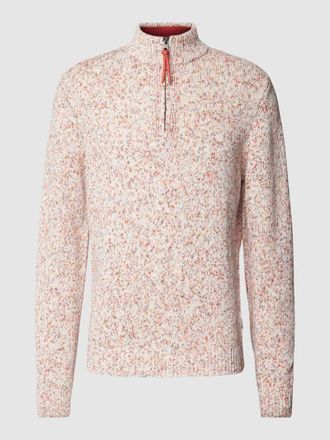 Fynch-Hatton Fynch-Hatton Strickpullover mit Troyer-Kragen in Koralle Melange, Größe XXL