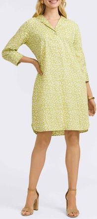 Foxcroft Sloane Leopard Spot Shirtdress in Chartreuse Multi at Nordstrom, Size X-Large