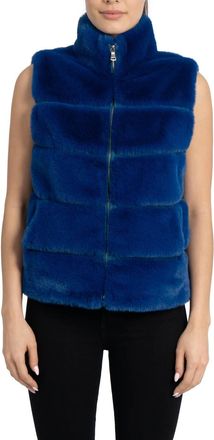 Love Token Vince Faux Fur Vest In Blue