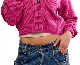 Free People Lila Button-Front Cardigan In Plumdrop