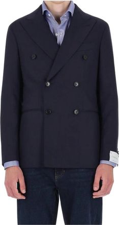 Caruso Zelander Double-Breasted Jas - Heren - Business blazers - Blauw - XL - Wol - Kostuums