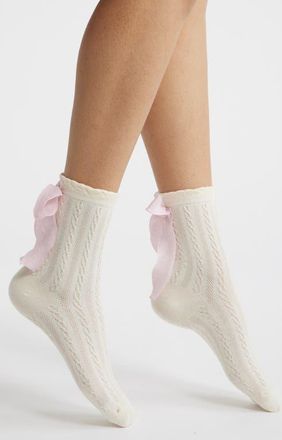 High Heel Jungle Mel Bow Crew Socks in Ivory at Nordstrom