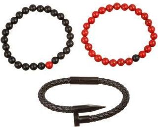 Eye Candy Los Angeles Mens Set of 3 Colin Beaded Bracelets in Black at Nordstrom Rack