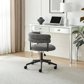 Furniturebox Estelle Charcoal Grey Fabric Swivel Office Chair