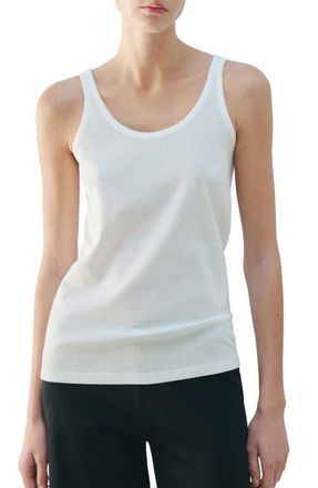 Mango Scoop Neck Cotton Tank in White at Nordstrom, Size Medium