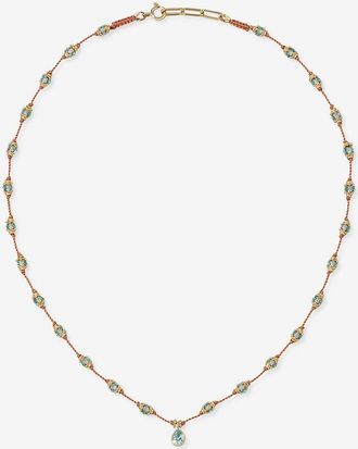 Tityaravy Kordelhalskette mit Aquamarinen Talisman Peony