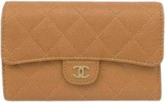 Chanel Pre-owned Wallets, female, Beige, Size: ONE SIZE Pre-owned Vintage Leather Wallet