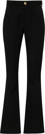 Balmain Twill Flared Broek - Dames - Wijde Broeken - Zwart - S - Wol - Broeken
