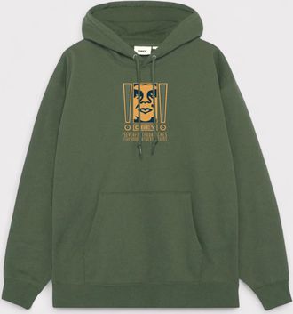 Obey Mens Double Exclamation Pullover Hoodie Moss Green - Size Medium