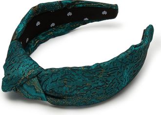Lele Sadoughi Metallic Knotted Brocade Headband in Jade at Nordstrom