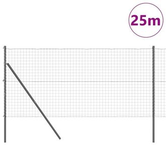 Berkfield Home Modern Euro Fence with 13 Posts 1.2x25 m Galvanised Steel Grey