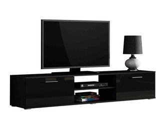 Habitat et Jardin Habitat Et Jardin - Mueble Tv Tornola 101, Negro + Negro Brillante, N&uacute;mero De Puertas: 0, N&uacute;mero De Cajones: 0, 180x37x43cm