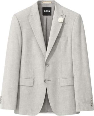 HUGO BOSS H-Huge-Peak-253 M&eacute;lange Jas - Heren - Business blazers - Grijs - 2XL - Wol - Kostuums