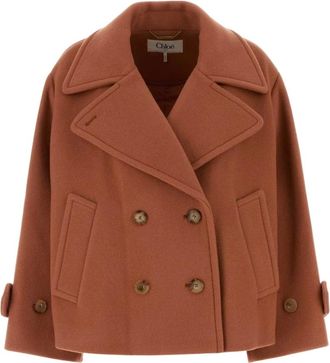 Chlo&eacute; Double-Breasted Button Jacket - female - Chlo&eacute; - Double-Breasted Coats - Pink - 2XS - Coats