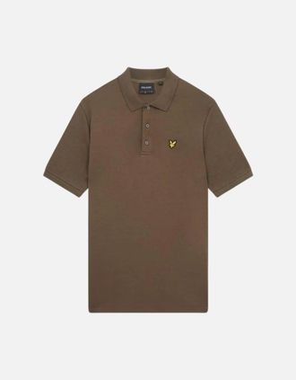 Lyle & Scott Mens Lyle & Scott Form Green Chunky Slub Short Sleeved Polo Shirt - Brown - Size: 44