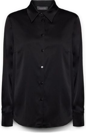 Elena Miro Stretch Satin Shirt - Dames - Overhemden - Zwart - 6XL - Satijn - Overhemden