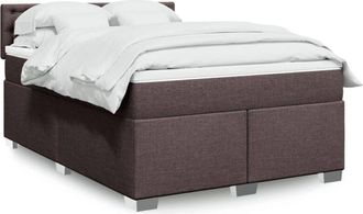 vidaXL Vidaxl - Cama Box Spring Con Colch&oacute;n Tela Marr&oacute;n Oscuro 140x200 Cm