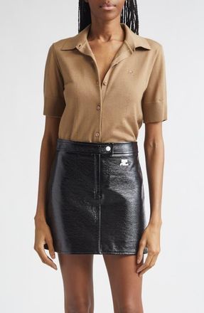 Courr&egrave;ges Merino Wool Polo in Sandy Brown at Nordstrom, Size X-Small