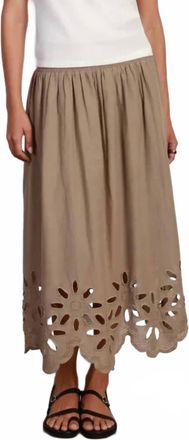 Dylan Anna Midi Skirt With Cut Out Hemline In Olive