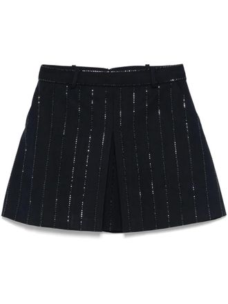 Self Portrait rhinestone-embellished mini skirt - women - Viscose/Polyester/Elastane/Polyester - 6 - Blue