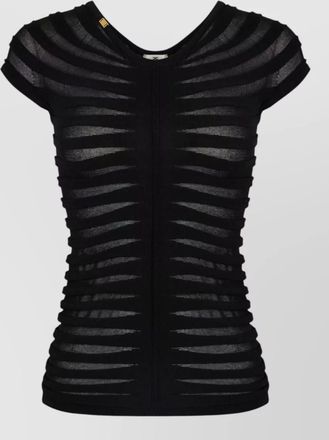 Elisabetta Franchi fan pattern cotton viscose slim top