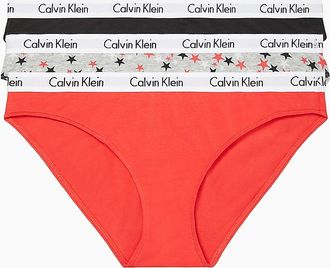 Calvin Klein Womens Carousel Logo Cotton 3-Pack Bikini - Brown - S