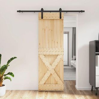 vidaXL Puerta Corredera Con Herrajes Madera Maciza De Pino 70x210 Cm Vidaxl